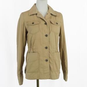 Banana Republic Women’s Utility Jacket Khaki Cotton Nylon Button Front Size 2